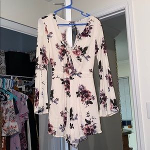 Tie front floral romper